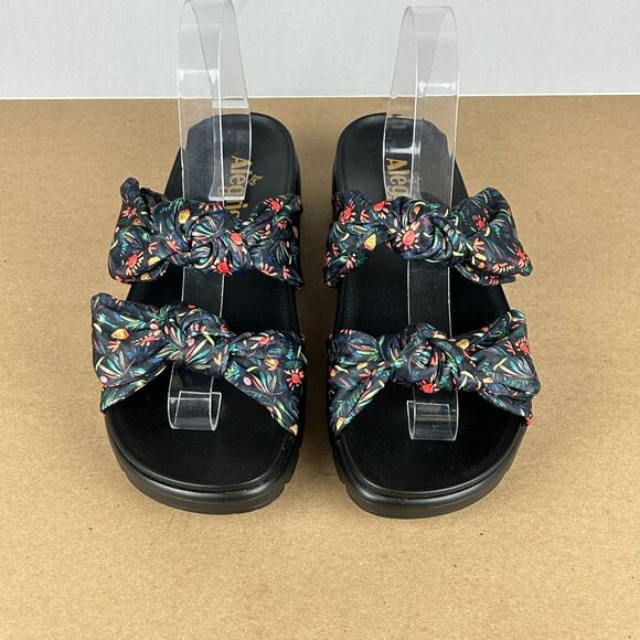 Alegria PG Lite Sage Two Strap Floral Slide Sandals Womens 8/8.5 EU 38 Black - Picture 2 of 10
